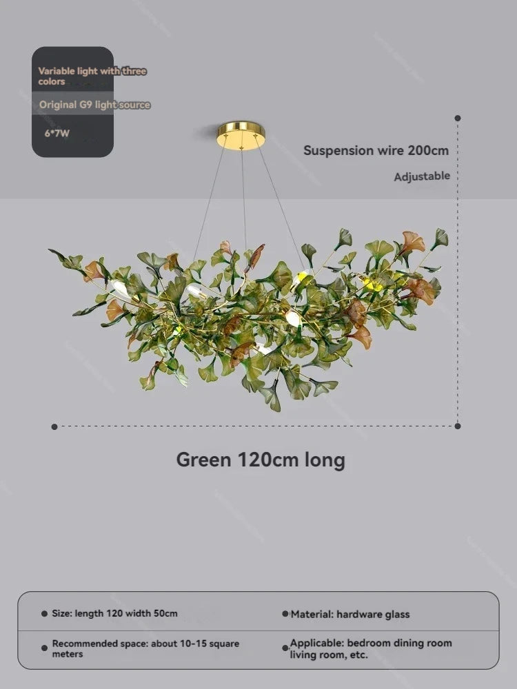 Living Room Chandelier Modern Minimalist and Magnificent Light Luxury Creative Ginkgo Leaf Designer Duplex Building Villa