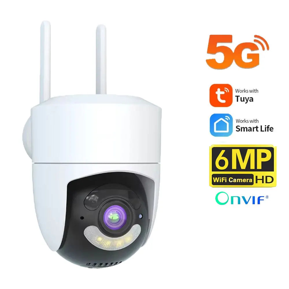 6MP Tuya Smart 5G WIFI Camera Outdoor Indoor Security Home PTZ Camera Auto Tracking Color Night Vision Wireless Surveillance Cam