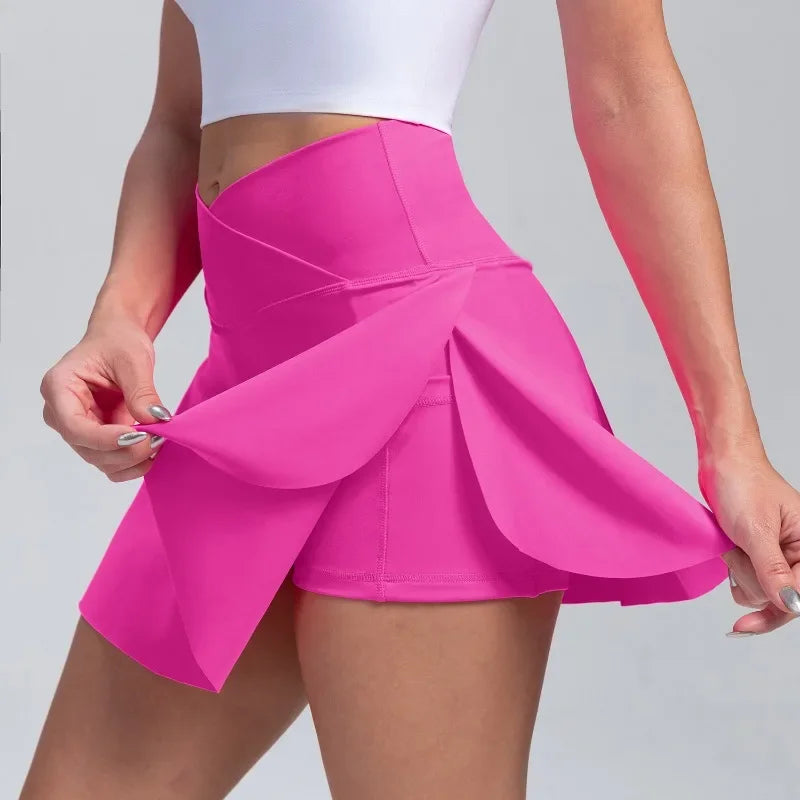 Women Fitness Shorts Skirts Yoga Seamless Leggings High Elastic Sports Fashion Gym Trainning Tennis Dresses High-Waist Skirts