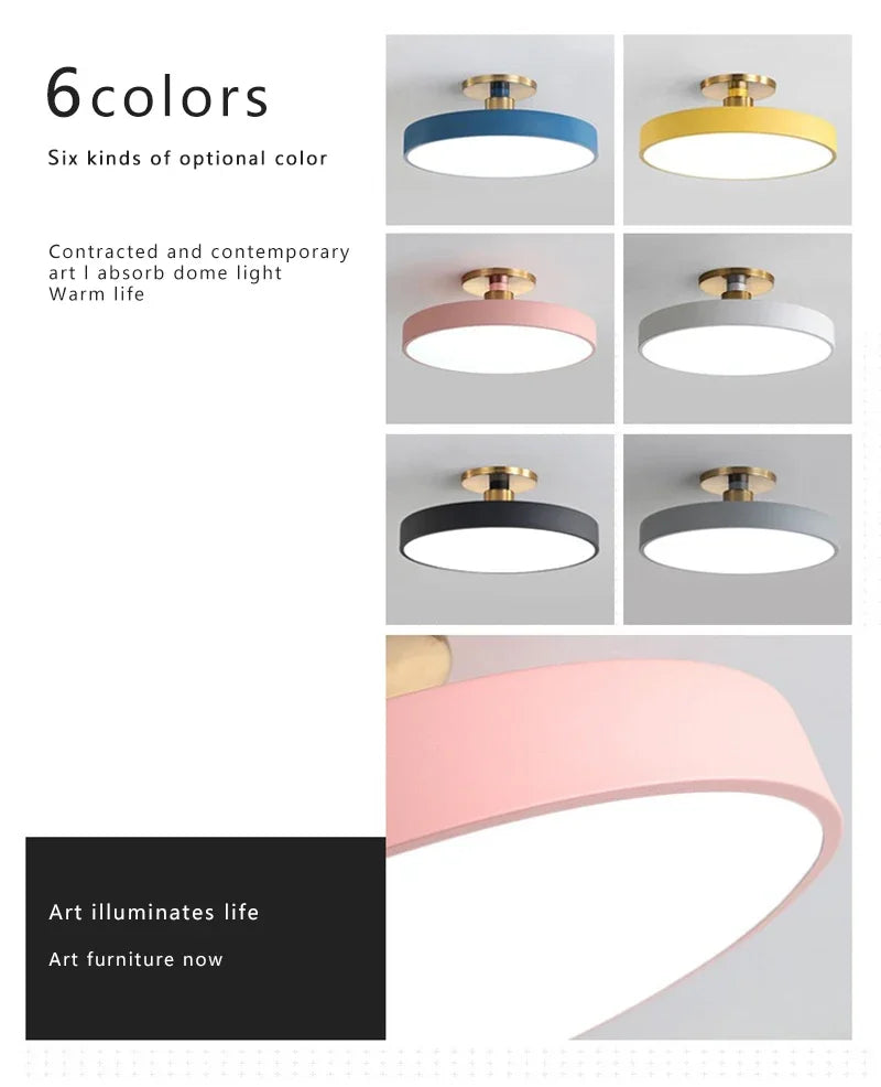 Modern LED Ceiling Light Nordic Macaron Circular Pendant Light Children's Room Dining Room Study Room Interior Decoration Light