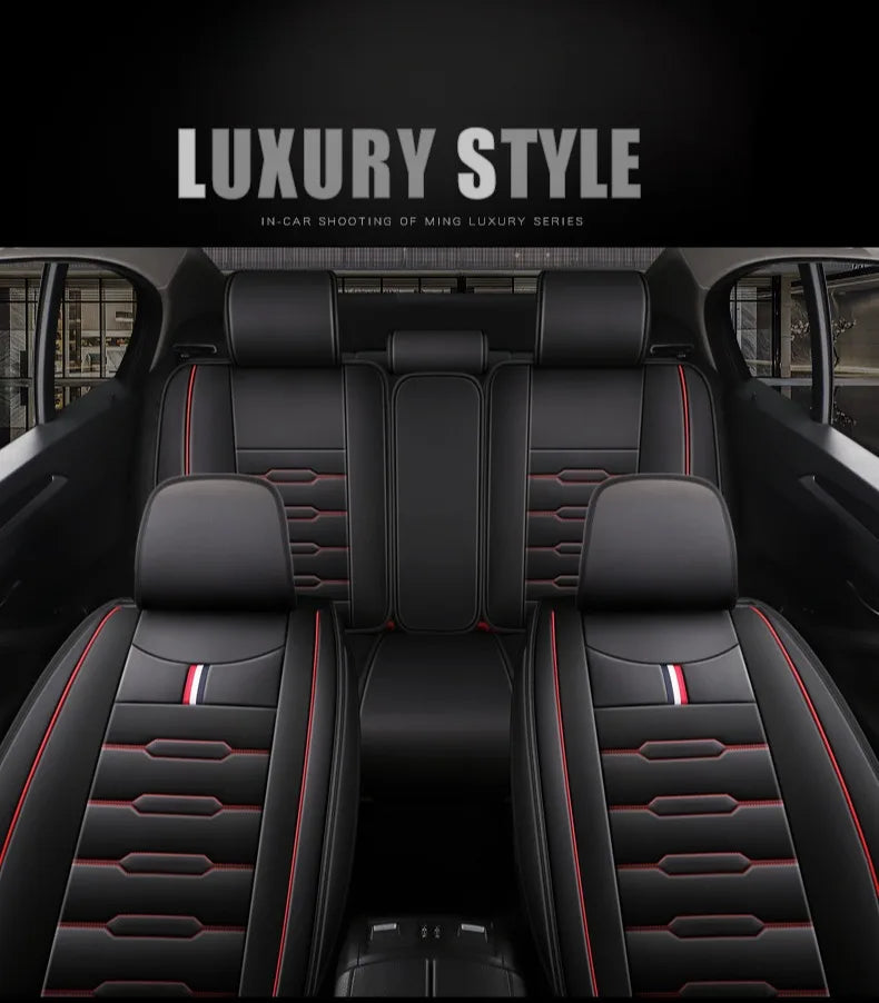 5- Seater Full Seat Universal Car Seat Cover, Breathable and Waterproof Faux Leather Automotive Seat Covers for Cars SUV Sedan