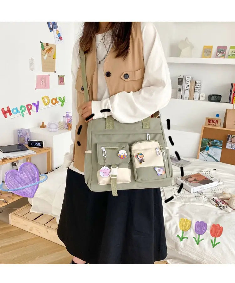 Canvas Handbags Messenger Bags for Women Waterproof Nylon Tote Shoulder Bag Oxford Ladies Handbag Crossbody Bag Girl Satchels