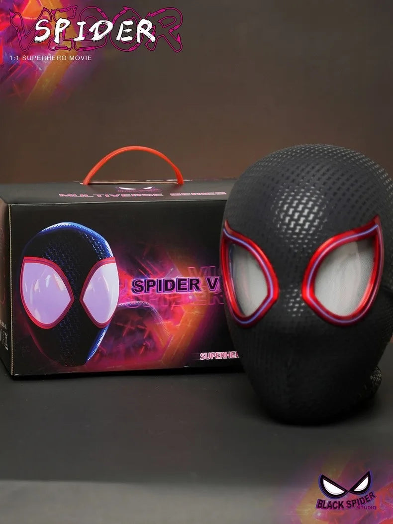 1:1 Miles Morales Mask with Movable Eyes Mascara Electric Gwen Spider-Man Helmet Ring Control Halloween Cosplay Mask Toy Gift