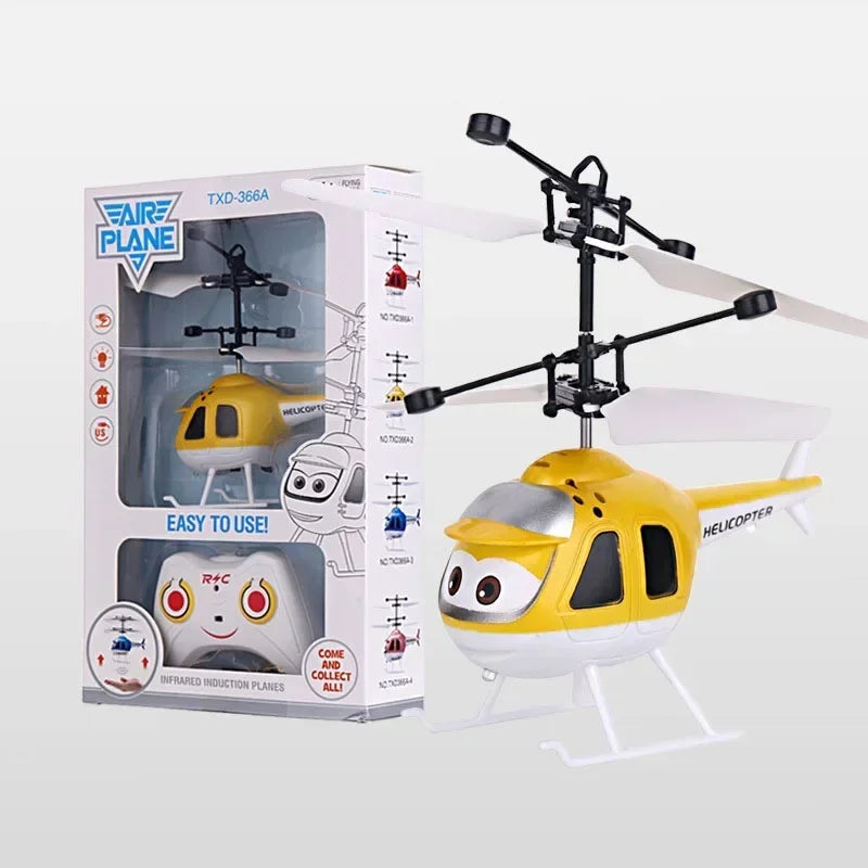 Mini Electric Airplane Toy for Kids with Remote Control Infrared Sensor Hand Induction Helicopter Flying Drone Toy