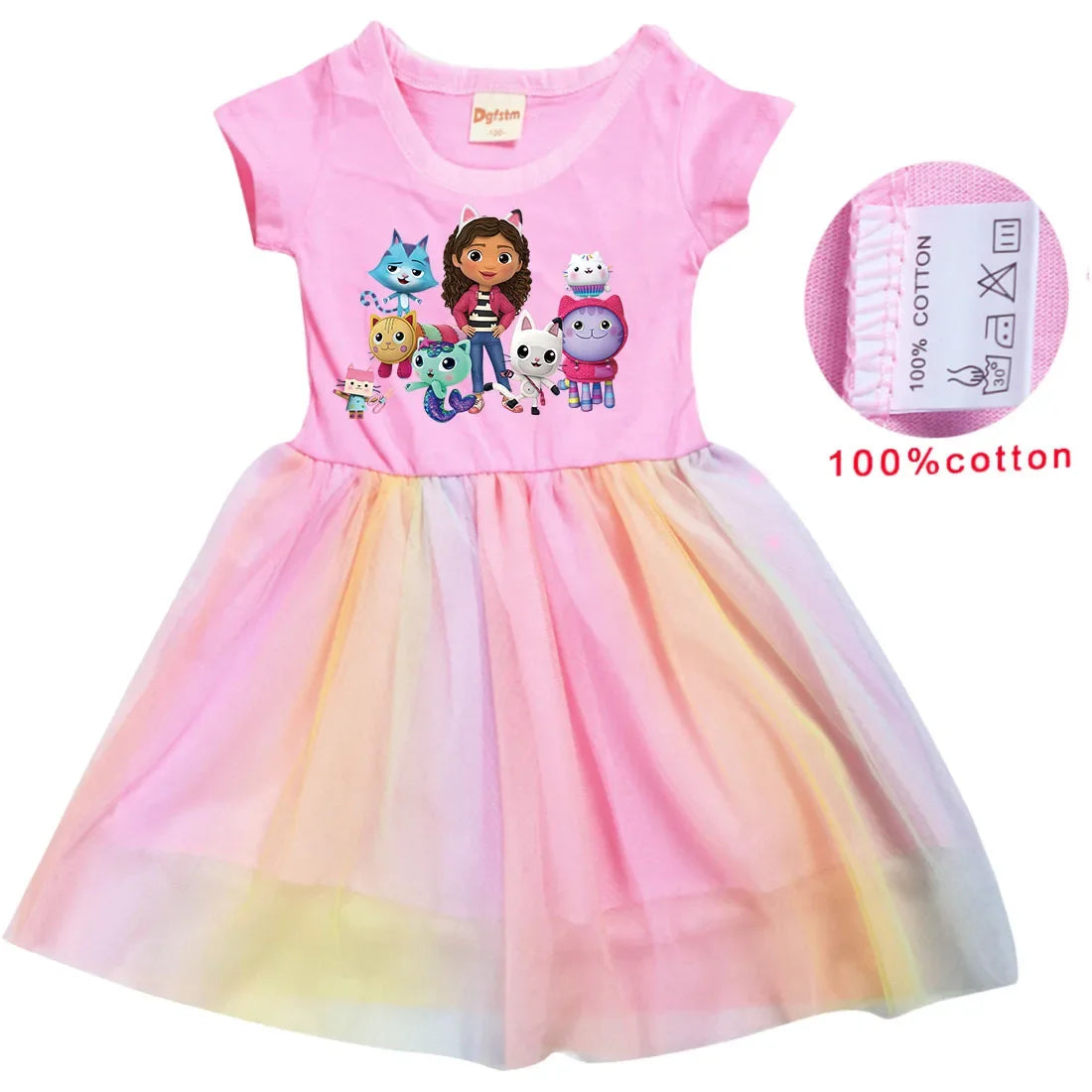 2024 Girls Summer Dresses Gabbys Dollhouse Girls Cat Tastic Costumes Kawaii Kids Birthday Party Princess Dress with Headwear Bag