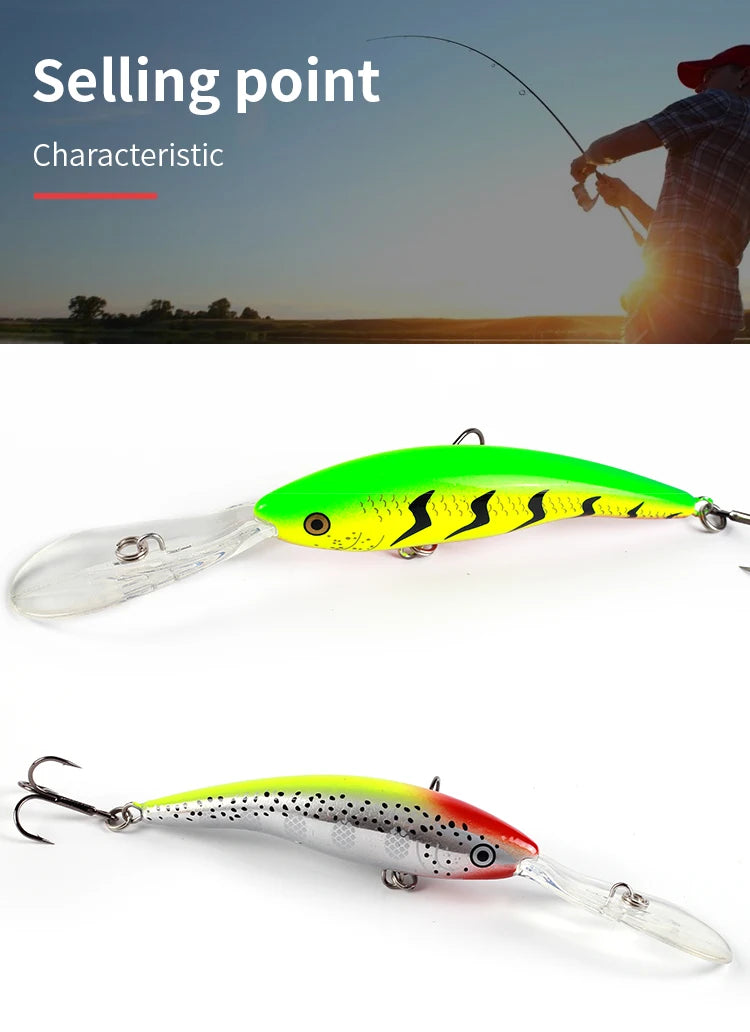 FM33 Deep Tail Dancer Hard Bait 75mm 10g  90mm 14.3g 105mm 23g Deep Diving Minnow Lure Wobbler Bass Pike