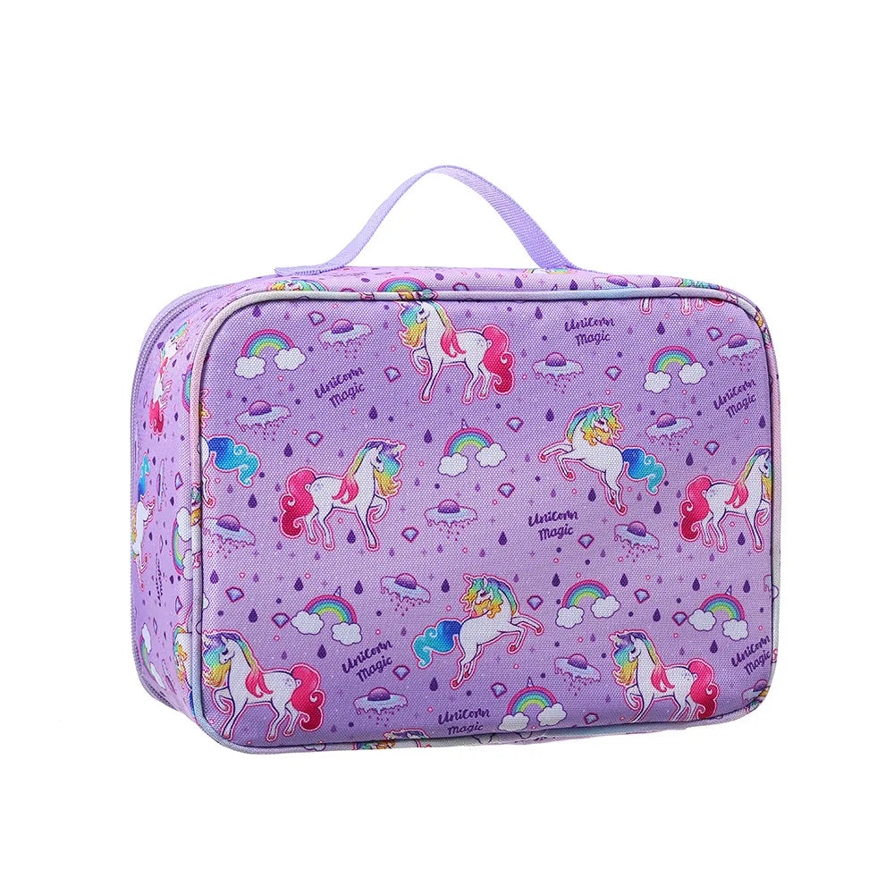 Kawaii Portable High-Capacity Insulation Bag Children Cartoon Rainbow Unicorn Lunch Bag Picnic Food Bag Student School Bento Bag