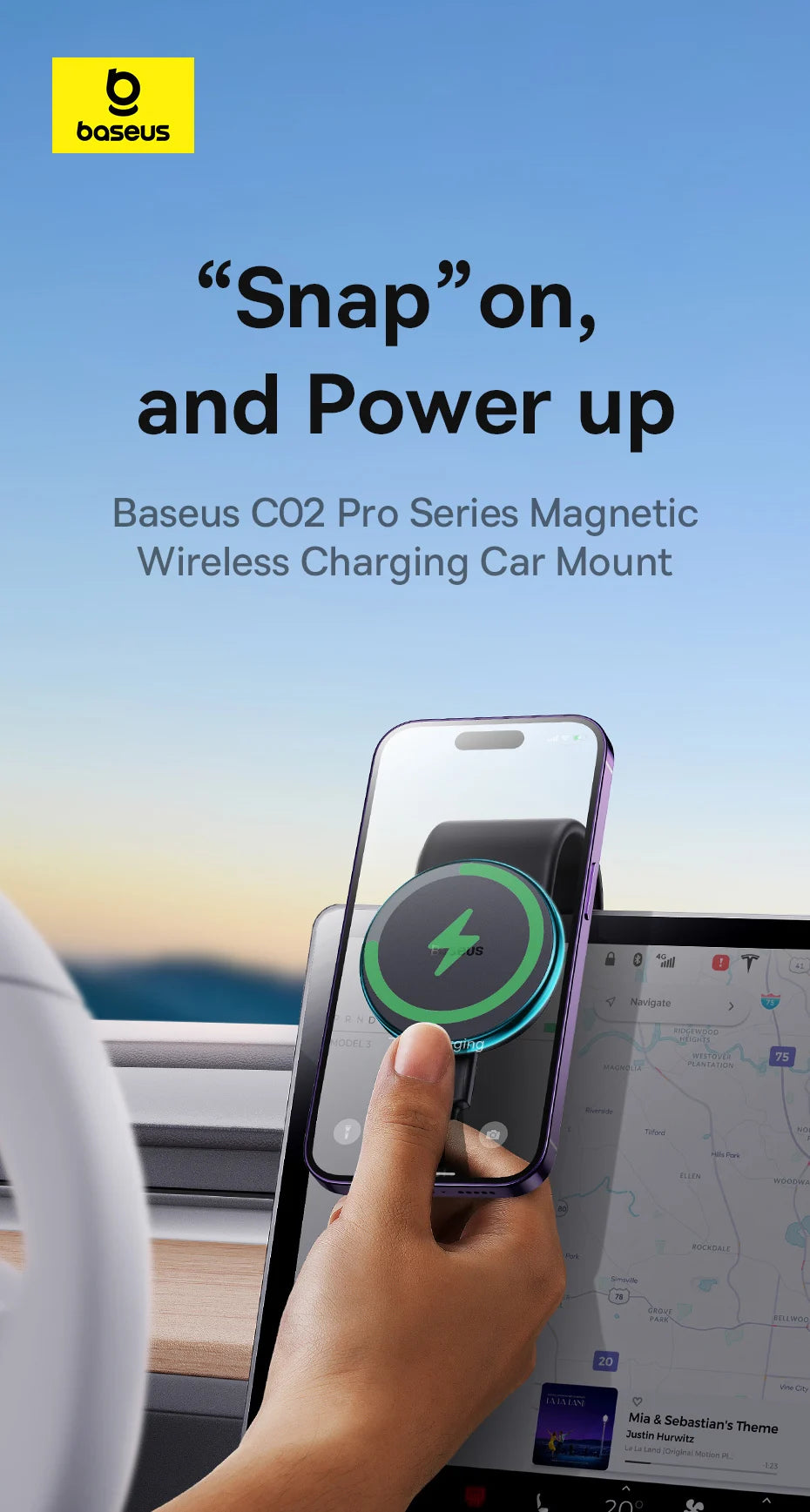 Baseus Magnetic Wireless Charger Car Phone Holder 15W Fast Charging Wireless Car Charger Holder For iPhone 16 15 14 13 Car Mount