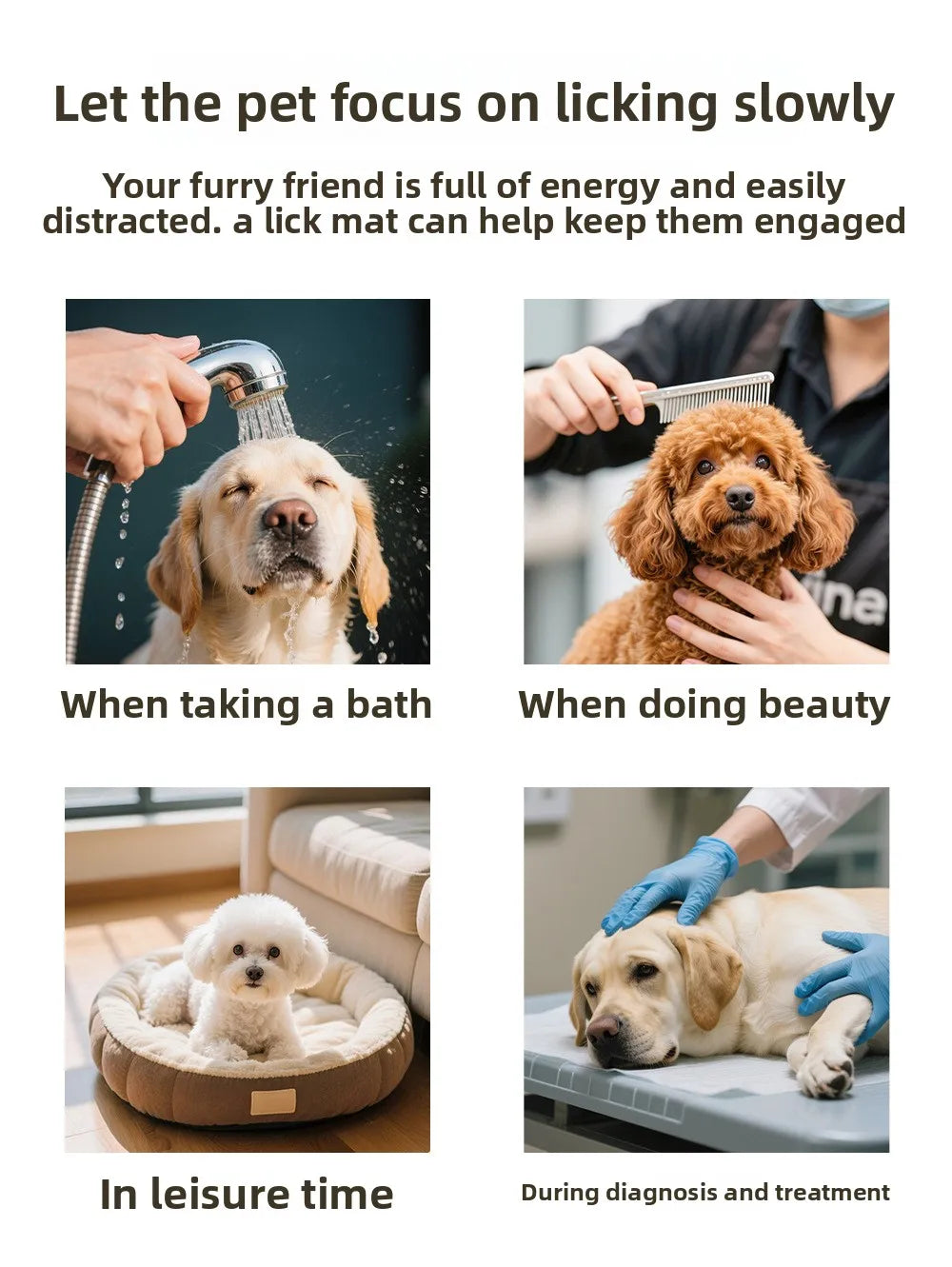 Pet Lick Mat for Dogs Cats, Anti-slip Anxiety Reducer Lick Tray,  Anxiety Relief Feeding Pad for Bath Grooming Distraction