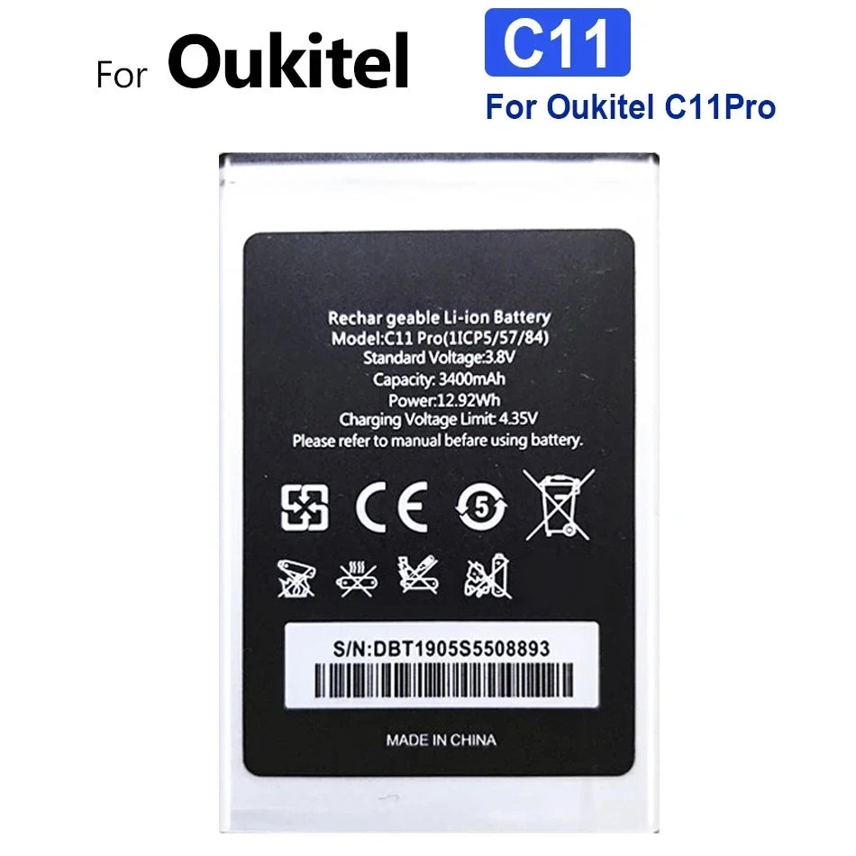 Battery for Oukitel U25 U20 U16 U15 U11 U7(pro Plus MAX) U22 U18 U10 C21 C18 C17 C15 C12 C11 C5 S70 Pro C25 C10 C8 C4 C2 S80 S77