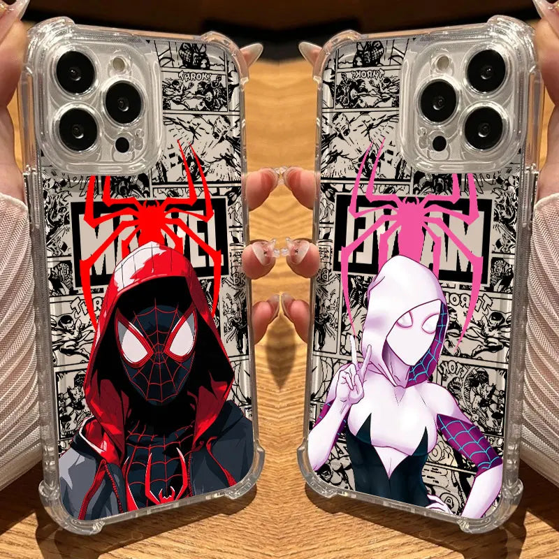 Clear Case For iPhone 17 16 15 14 13 12 11 Pro Max 16e 17e Air 13 15 Plus XS X 7 8 Shockproof Phone Cover Marvel Spider Man Gwen