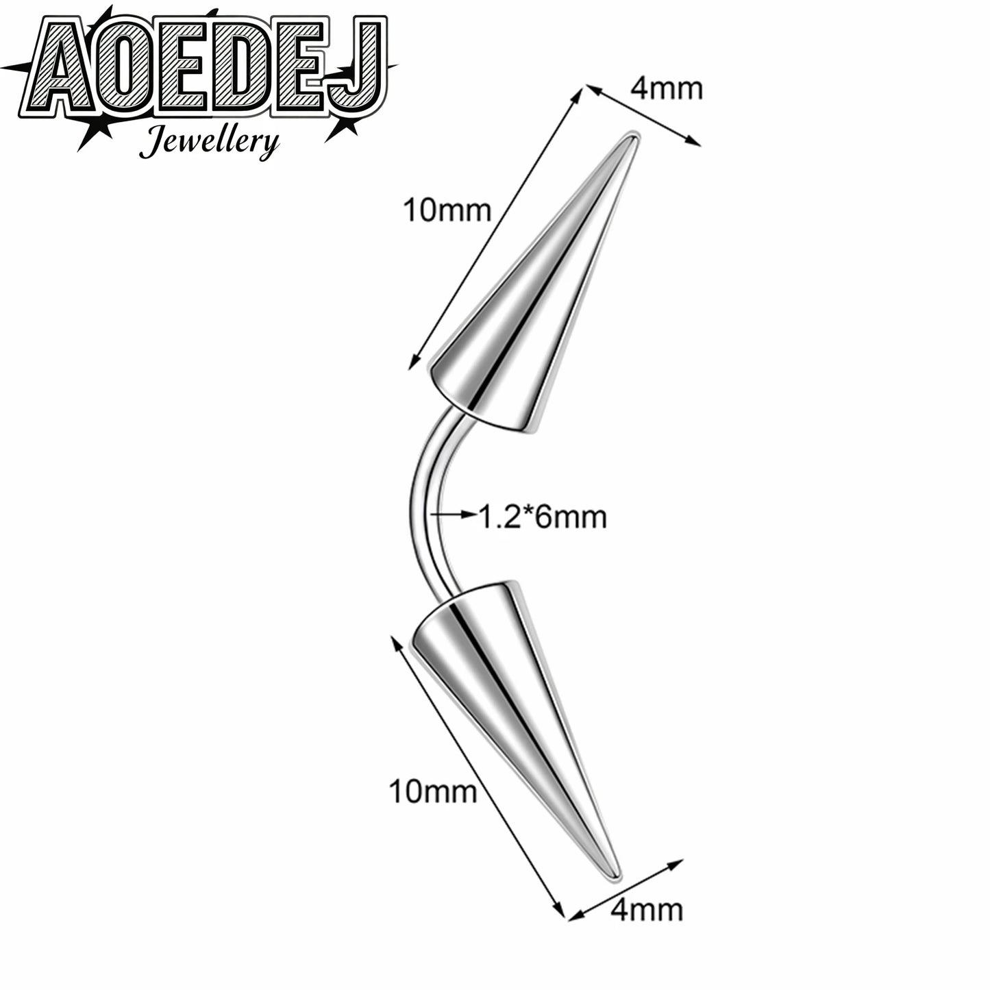 AOEDEJ 14/16/18G 1-10pcs/lot Stainless Steel Eyebrow Piercings Spike Eyebrow Rings Curved Barbell Bridge Piercing Jewelry 6-14MM