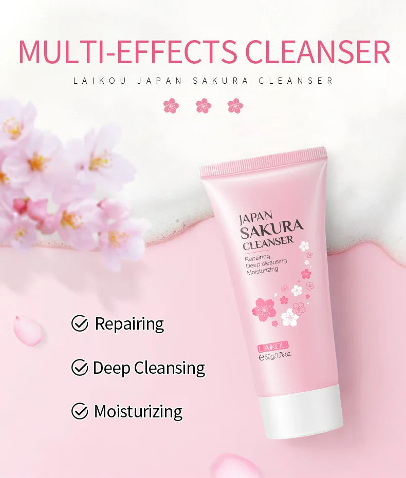 7pcs Sakura Skin Care Set Moisturizing Brightening Sunscreen Cleanser Fine Lines Delay Skin Aging  Nourish Daily Face Care Suit