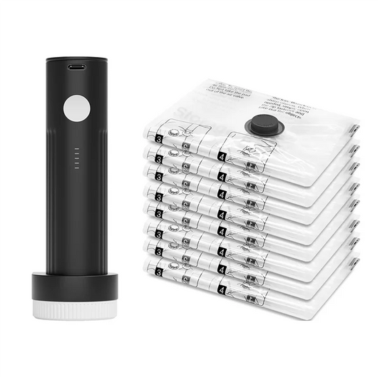 B59B-Portable Electric Pump Travel Vacuum Bags For Luggage, 8 Small For Clothing Suitcase Backpack Packing Seal Bags