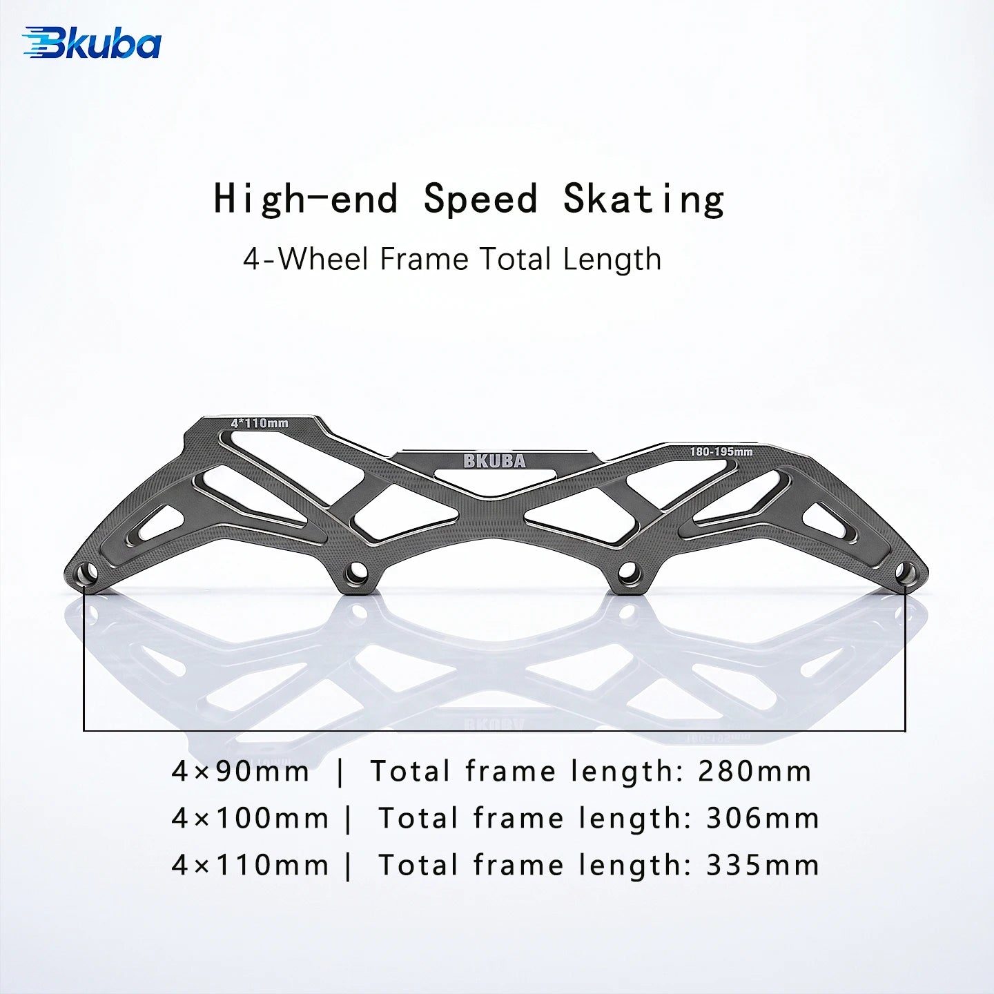 BKuba 4x90/100/110mm Speed Skate Frame, Aircraft Grade Aluminum CNC Machined Inline Skate Bracket