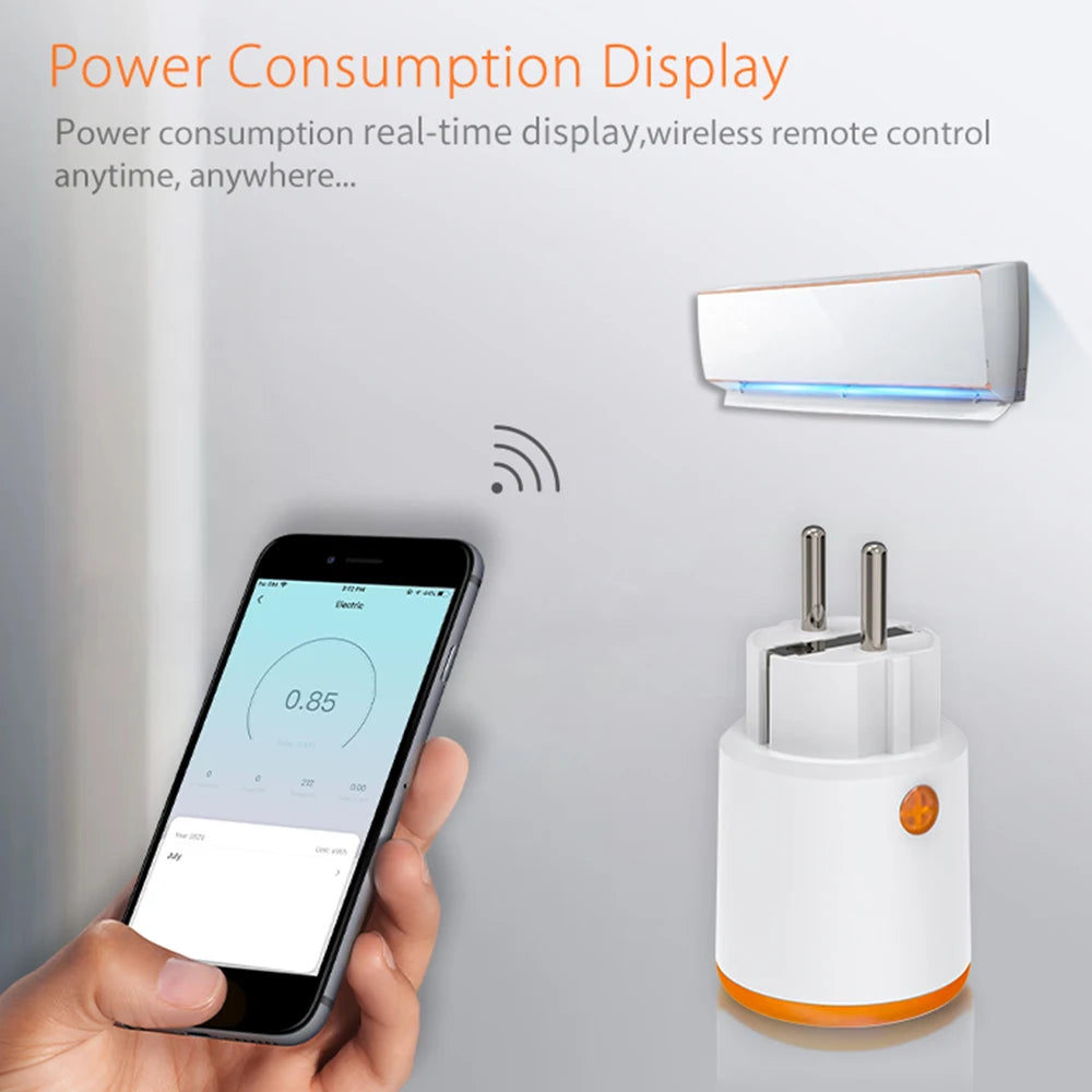 EU 16A Tuya ZigBee Smart Home Energy Monitoring Plug Outlet Socket Alexa Google, Home Assistant, Zigbee2mqttt, Smartthings Hub