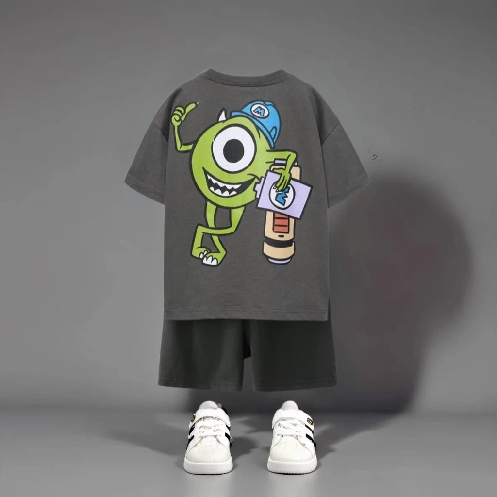 Cartoon T-shirt + Shorts Kids Two Piece Set Summer Clothing 2025 New Fashion Children Short Sleeve Suit Baby Boys Tracksuits