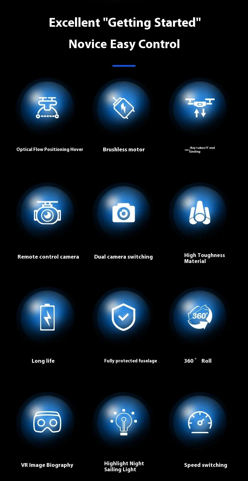 VR Professional Mini Drone for Kids with HD Camera Brushless Motor Optical Flow Positioning Remote Control Toy Quadcopter