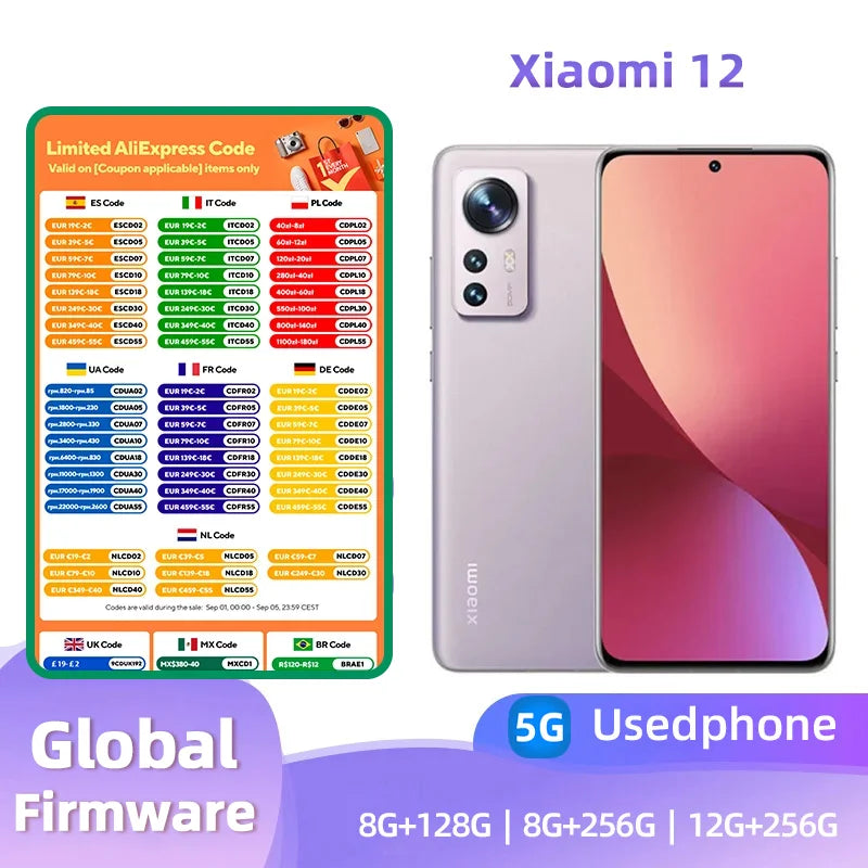 Xiaomi 12 5G Android 6.28-inch RAM 12GB ROM 256GB used phone