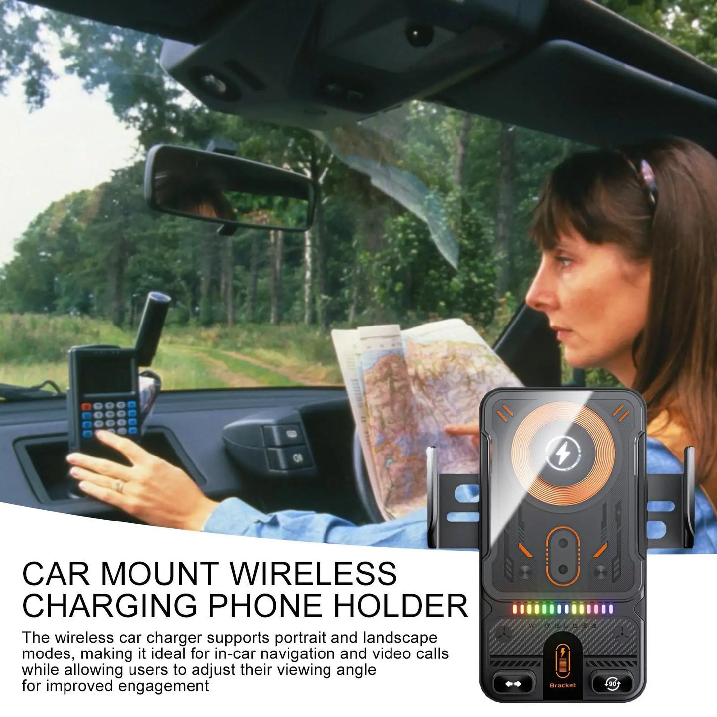 Wireless Charger for Car 15W Fast Charging Air Vent Cradles Auto Clamping Phone Holders for Music Control Video Streaming Daily