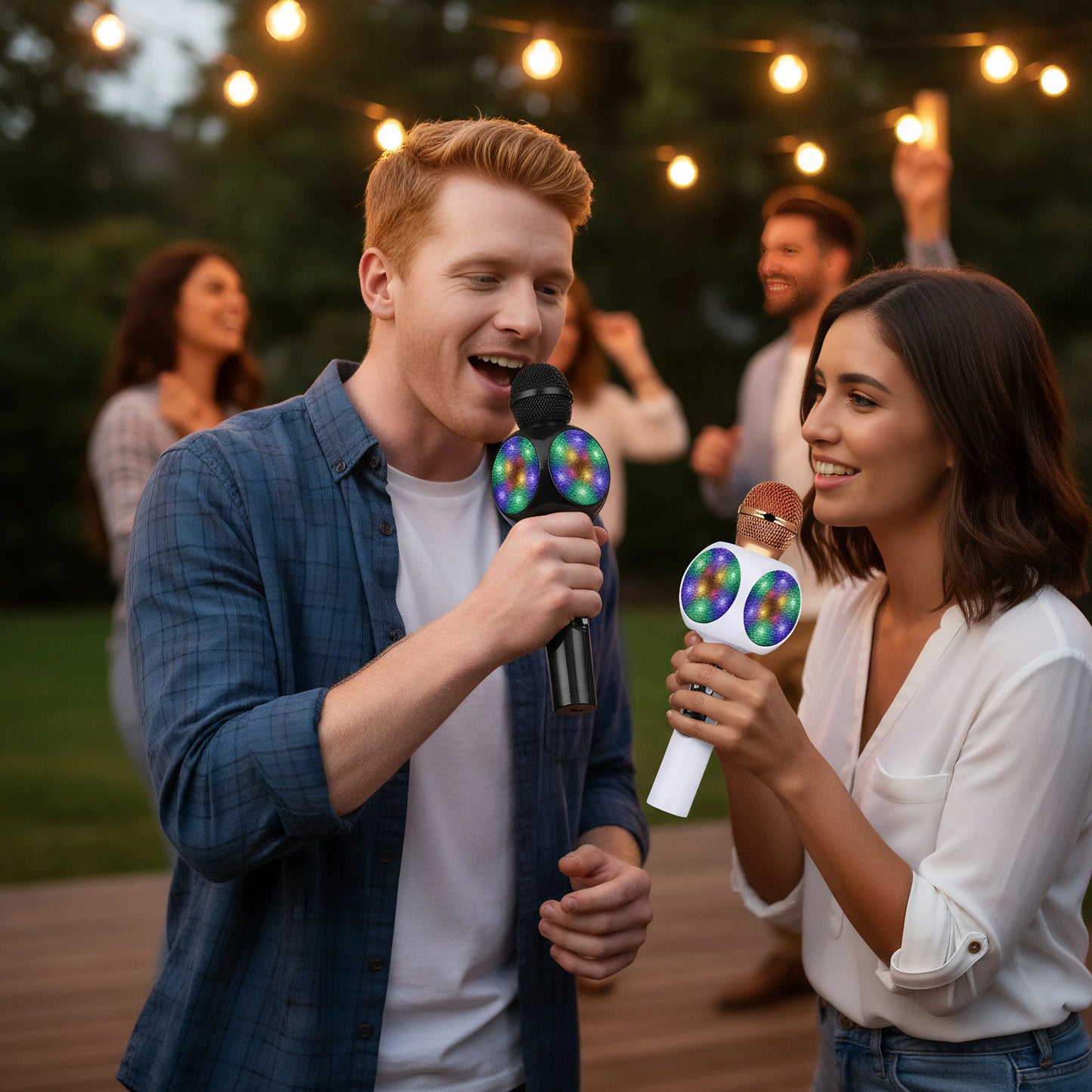 Karaoke Machine Microphone, Wireless Bluetooth Speaker with Magic Voice Changer, Colorful LED Lights,  Toy Gift for Girls Boys