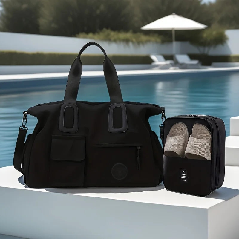 [Large Capacity Travel Tote] Large Capacity Travel Tote Bag, Lightweight Luggage Carry-on, Gym Bag with Shoulder Strap