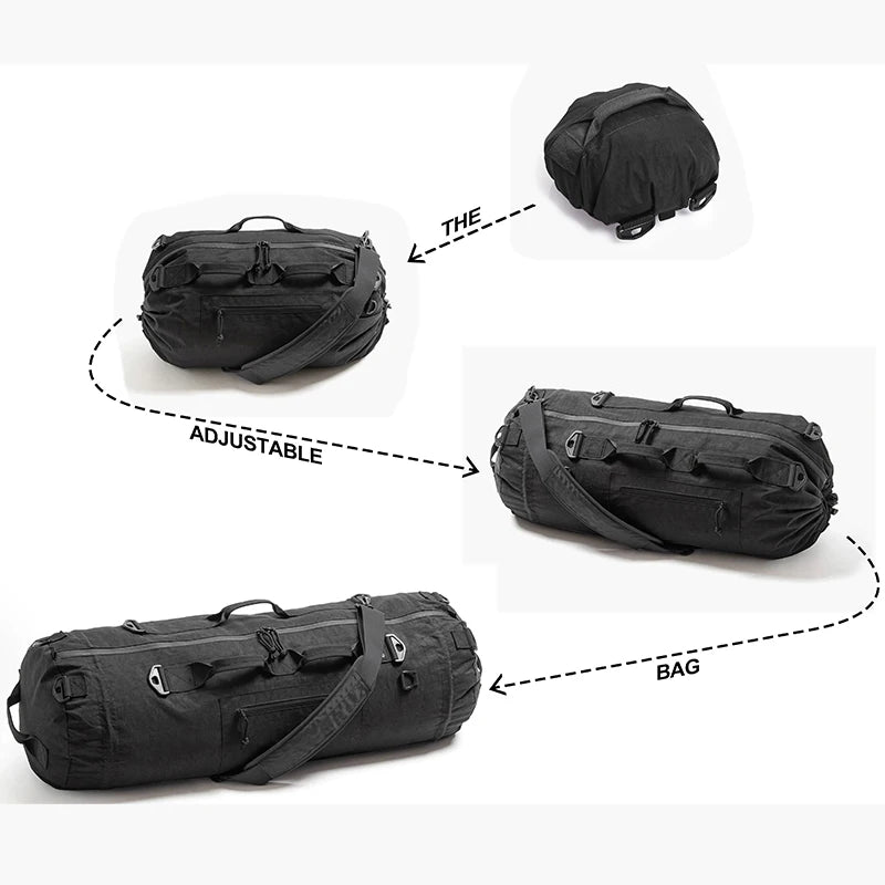 60L Travel Duffel Bag, Adjustable Sports Duffle Bag Upgraded Waterproof Gym Bag Overnight Weekender Bag Foldable Travel Backpack