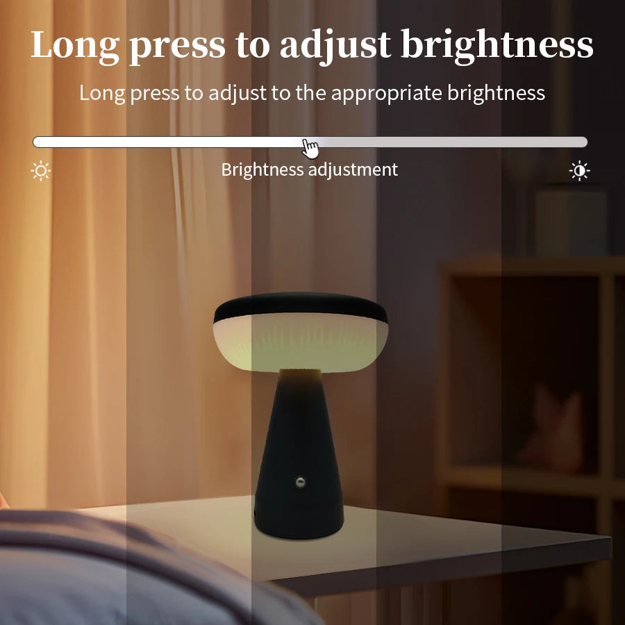 Minimalist Nordic Mushroom LED Desk Lamp Touch Dimming Bedhead Night Light Reading Light Restaurant Bedroom Decorative Lighting