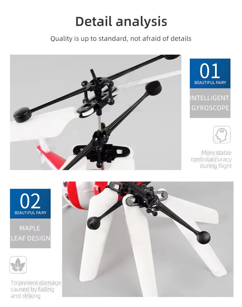 Mini Electric Airplane Toy for Kids with Remote Control Infrared Sensor Hand Induction Helicopter Flying Drone Toy