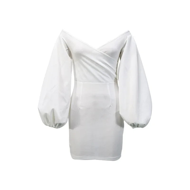 LN289 Women's Off-The-Shoulder Sexy Slimming Dress European And American Style Fashion Autumn/Winter 2024 Plus Size In Stock