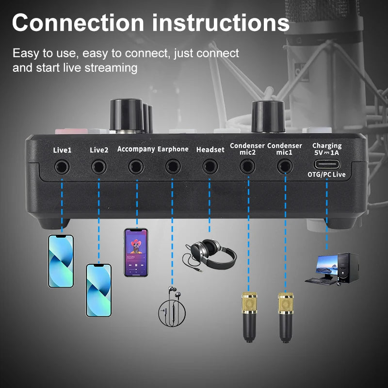 BM-800 Recording Studio Package with Voice Changer,Live Sound Card - Audio Interface for Live Streaming YouTube TikTok