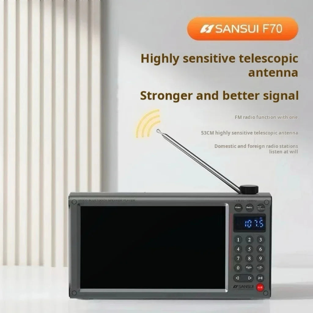 Sansui F70 7-Inch FM Radio MP4 Card Video Player High Definition Screen Multi-purpose Bluetooth E-book Reading Wireless Speaker