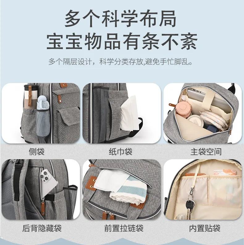 Diaper Bag Backpack for Stroller Waterproof Mummy Large Capacity Outdoor Travel Nappy Maternity Bag with Portable Changing Pad