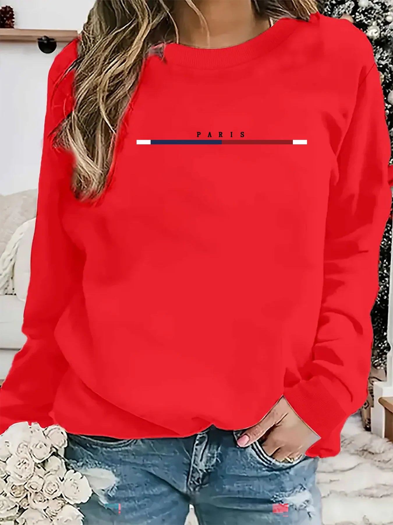 Paris Loose Sweatshirt Casual Long Sleeve Women Autumn and winter  Comfortable Pullover Crewneck Loose Female Clothes