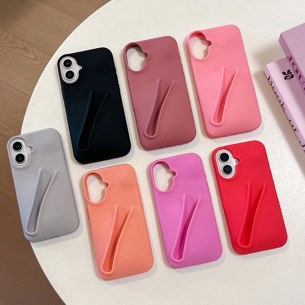 INS Lipstick Silicone Phone Case For iPhone 11 Funda iPhone 13 16 Pro Max 15 14 13 12 16 Plus Portable Lip Gloss Holder Cover