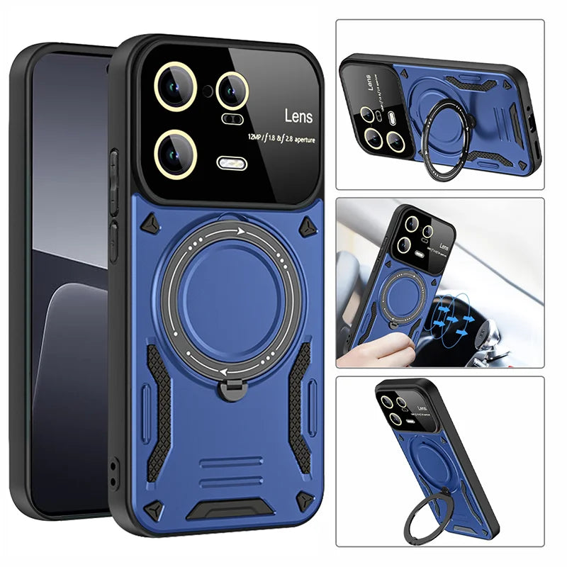 Camera Protect Shockproof  Armor Phone Case For Xiaomi 11T 12T Pro 13 13T Pro For Xiaomi 14 Pro Magnet Holder Ring Back Cover