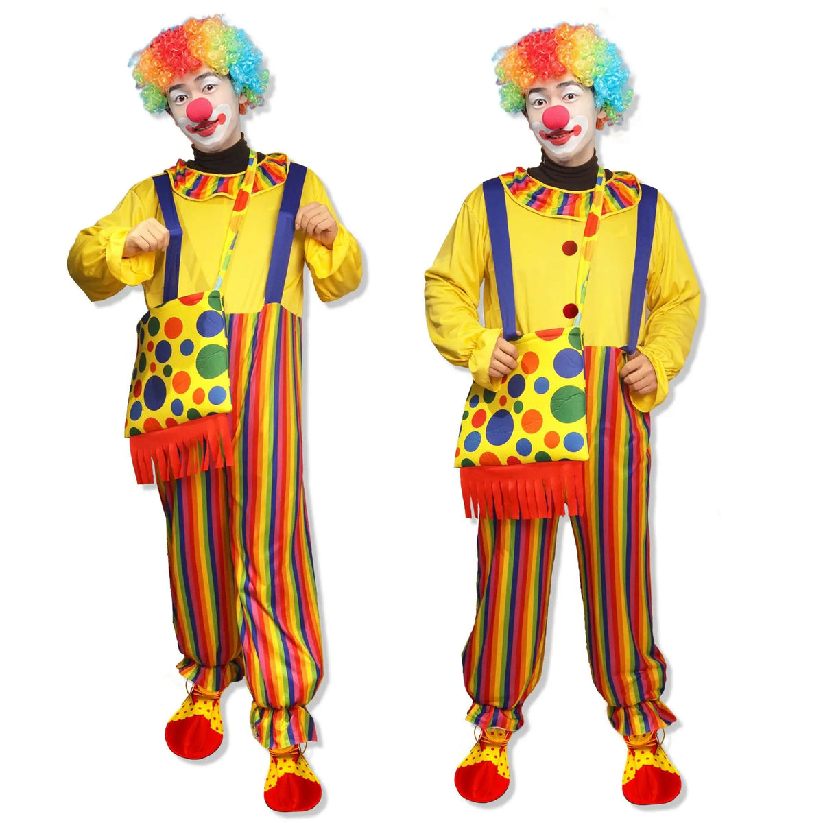 Halloween Adult Clown Costume Set Cosplay Performance Magic Show Party Role Play Props Includes Dress