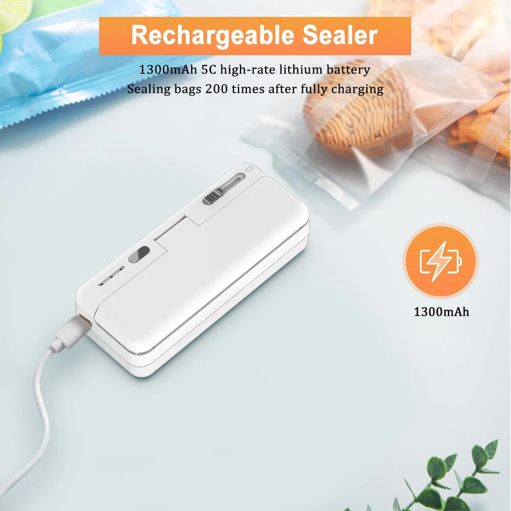 Mini Sealer Plastic Bags Heat Sealing Machine Handheld Rechargeable Food Packaging Heat Sealer Portable Thermal Bag Sealer