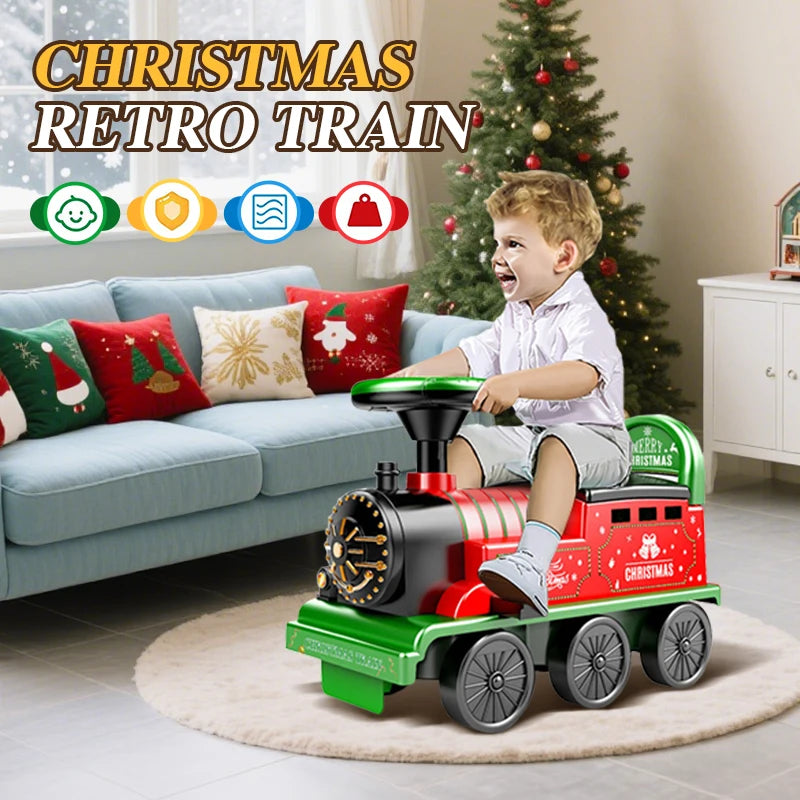Christmas Retro Train Kids Riding Rail Car Toy with Lights Sounds Electric Track Train Model Children's Toy Xmas New Year Gifts
