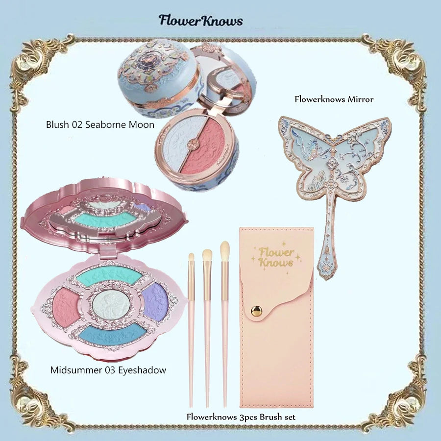 Makeup Flower Knows Set Swan Ballet Series Six Color Eyeshadow Palette Embossed Blusher Shine Lipstick Kit With Bag All In