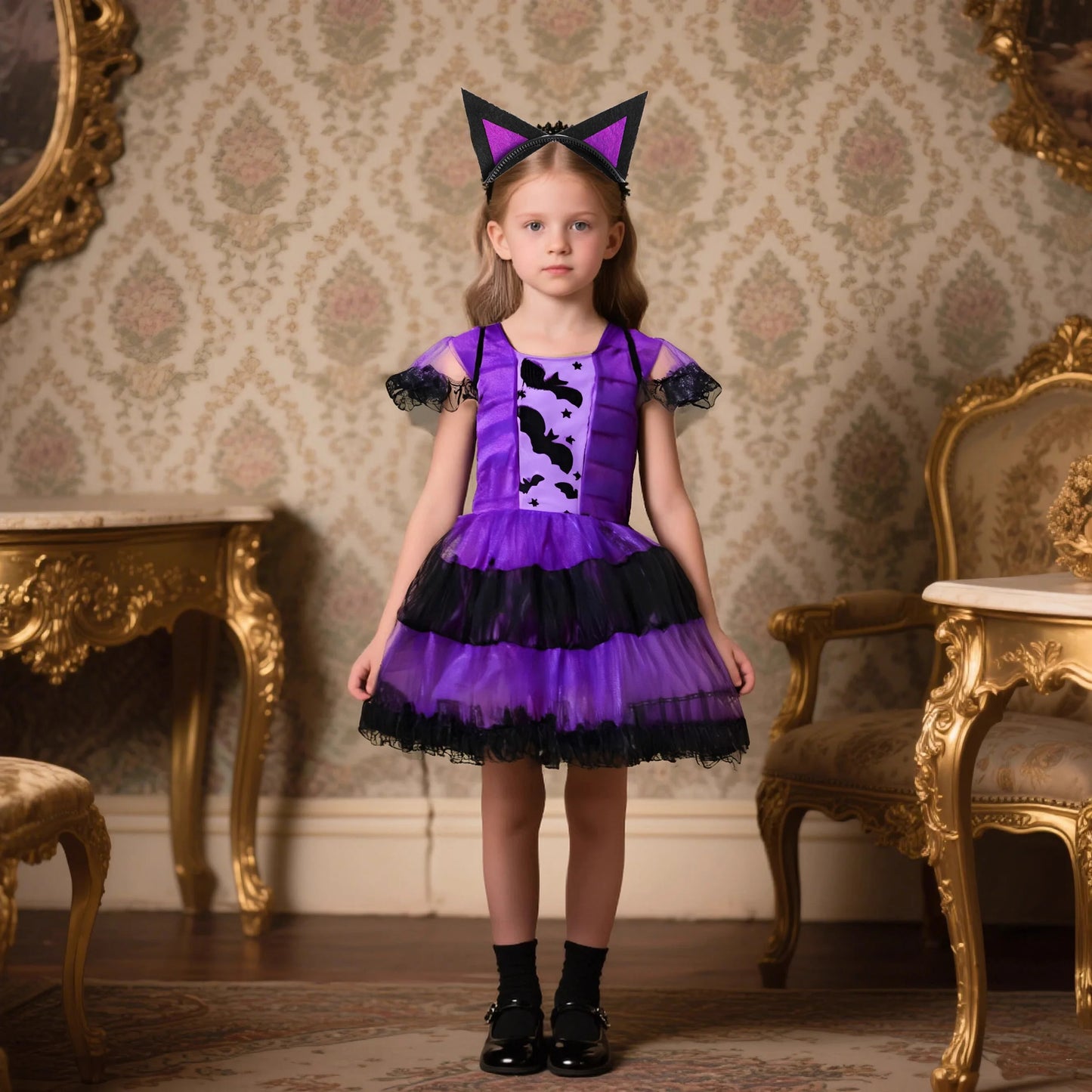 Halloween Costume For Kids Halloween Fantasy Vampire Costumes Girls Short Tutu Dress Kids Carnival Outfit Gothic Dark Clothes