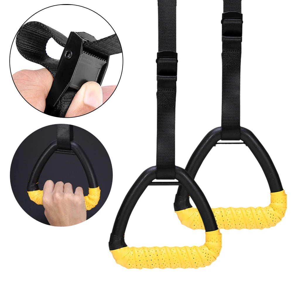 Gymnastic Rings with Adjustable Straps Pull Up Handles Non-Slip Fitness Rings for Chlidren Adult Home Workouts Strength Training