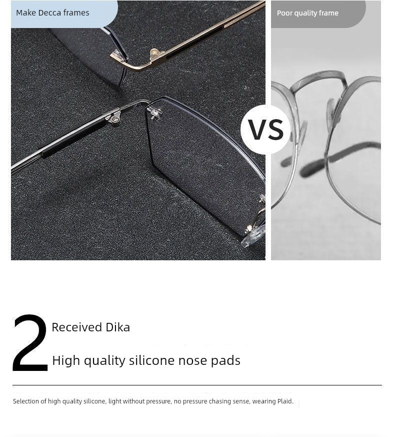 Frameless Business Color-Changing Reading Glasses Men Middle-Aged and Elderly HD Anti-Blue Ray Radiation Indoor and Outdoor Dual-Use Presbyopic Glasses