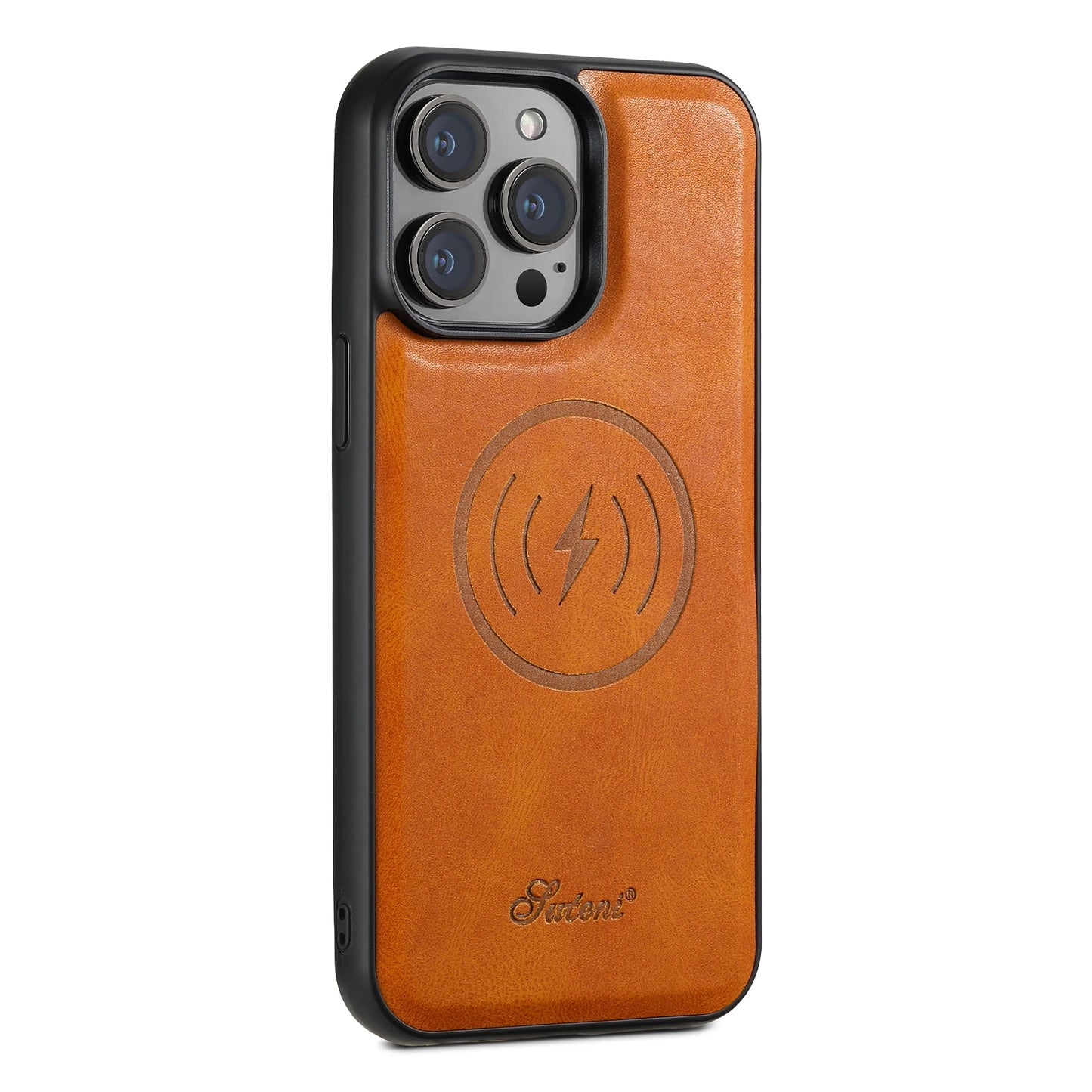 SUTENI Compatible Wireless Charging Luxury PU Leather case For iPhone 12 13 14 15 Plus 16 Pro Max