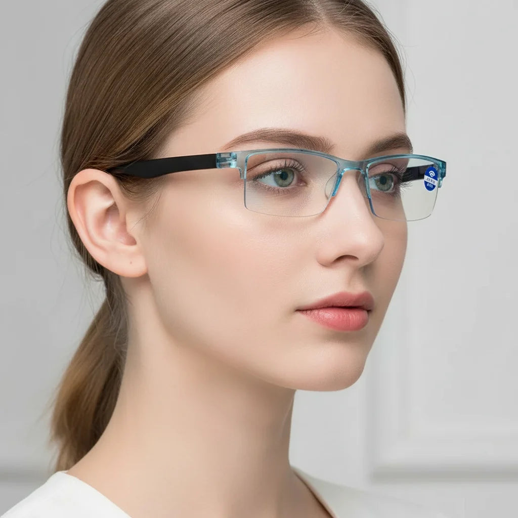 Unisex Smart Automatic Zoom Reading Glasses Rimless Optical Presbyopia Eyewear Ultralight Radiation Protection Computer Goggles