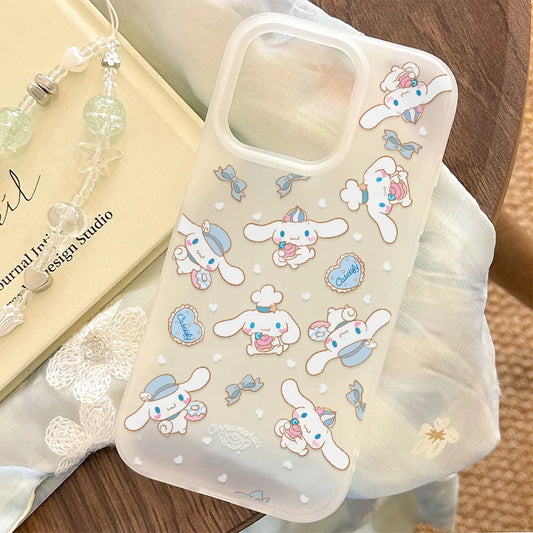 Cute Cinnamoroll Transparent Clear Frosted Shockproof Phone Case for IPhone 17 16E 16 15 14 Plus 13 12 11 Air Plus Pro X XR Max