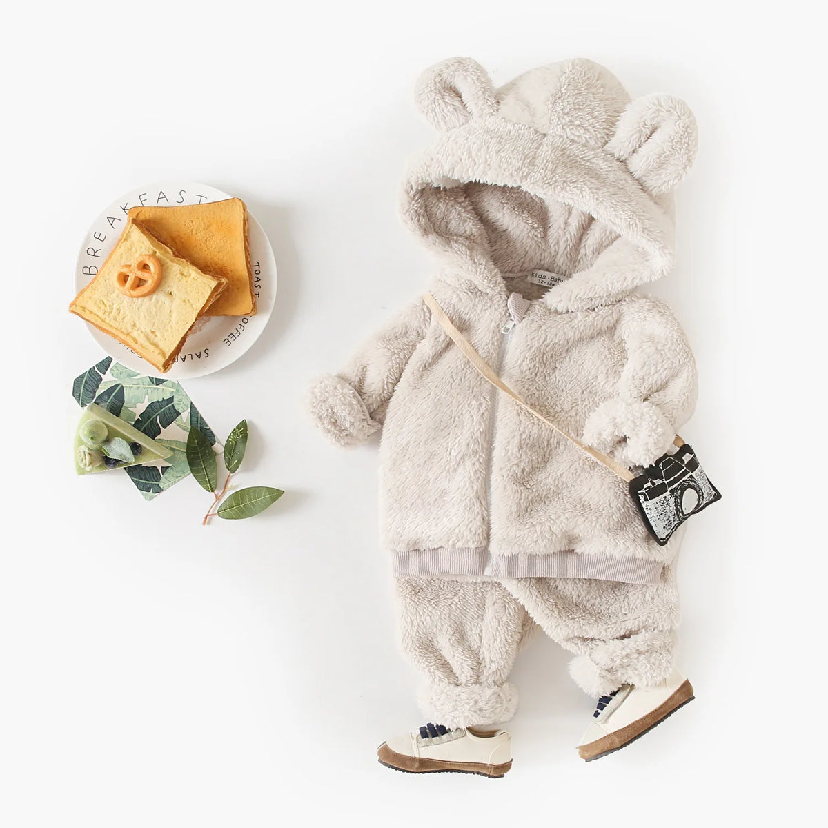 Sanlutoz Winter Warm Long Sleeve Baby Clothing SetsTops Zipper + Long Pants 2Pcs Cute