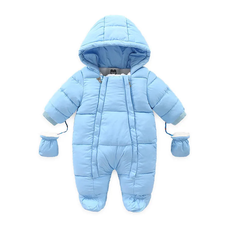 Ircomll Warm Infant Baby Jumpsuit Cotton Down Rompers Hooded Inside Fleece Boy Girl Winter Autumn Overalls Children Outerwear