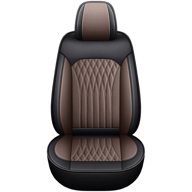 Single Front Car Seat Cover, Full-Wrap Design, Breathable Perforated PU Leather, Universal Fit for Most Sedans, Trucks & SUVs