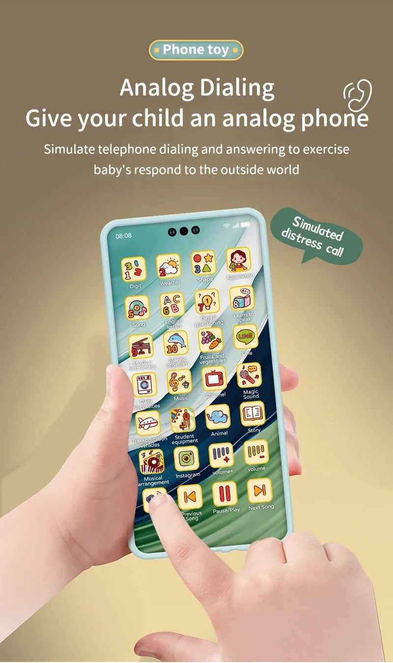 Montessori Baby Cell Phone Toys Children Simulation Phone Musical Early Educational Toy Infant Mobile Phone Model Vocal Toy Gift